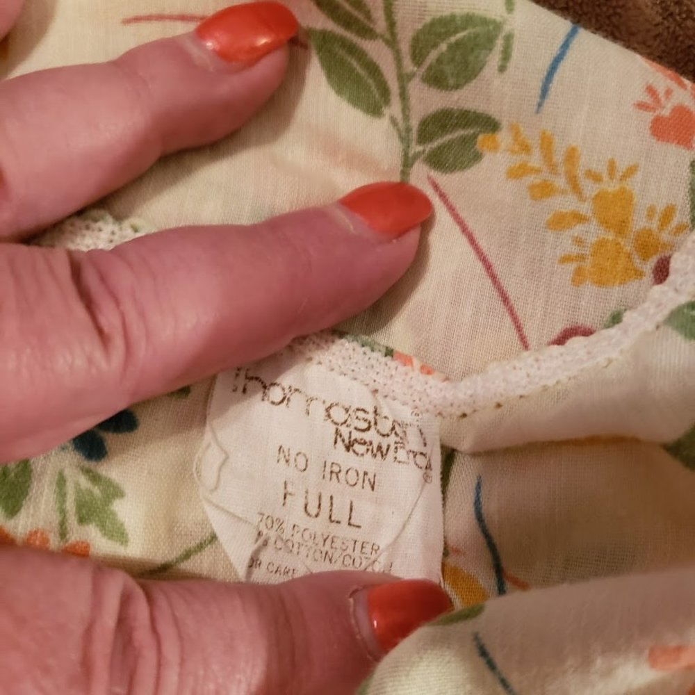 Vintage Yellow Floral Muslin Full Fitted Sheet MCM - Picture 2 of 2